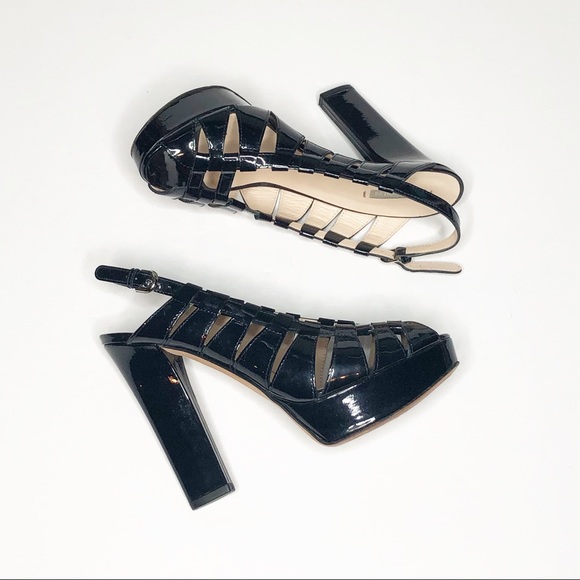 Giorgio Armani Black Patent Slingback Peeptoe Heels 6 - Picture 5 of 10